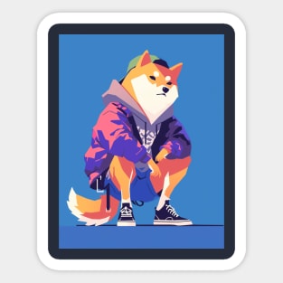 Cool Shiba in the City Sticker